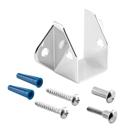 Prime-Line Headrail Bracket, For 1 in. Rails, Zinc Alloy, Chrome Plated, Fasteners (Single Pack) 656-6473